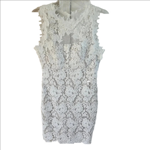 Just Me Ivory Floral Lace Mini Dress